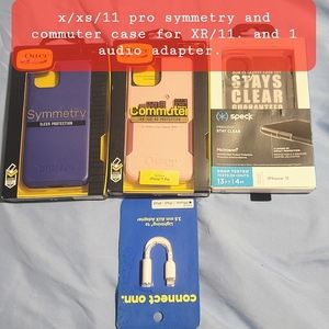 iPhone cases and a dongle.